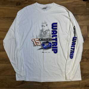 Michael Waltrip #15 NASCAR Chase Authentics Mens XL White Long Sleeve Shirt